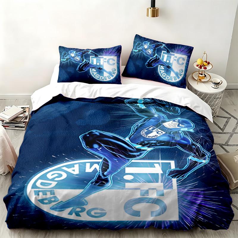 1. FC Magdeburg 3pc set Perfect for bedroom use Comfortable bedding set includes a duvet cover and two pillowcases Ideal birthday or Christmas gift