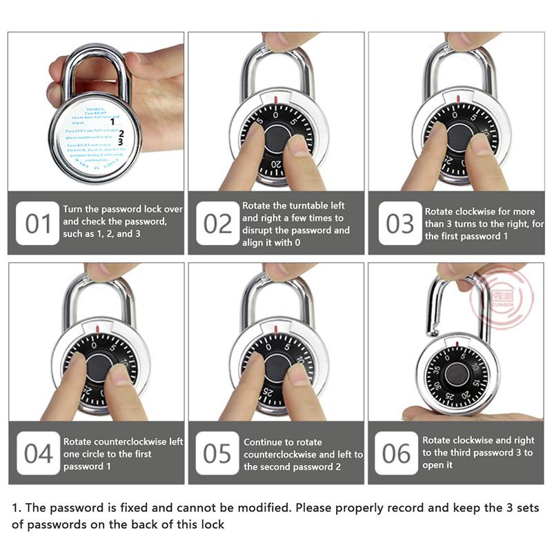 Практичный замок с паролем для поворотного стола, ретро-металлический мини-замок без ключа для сейфа, ящика, шкафчика, маленький замок