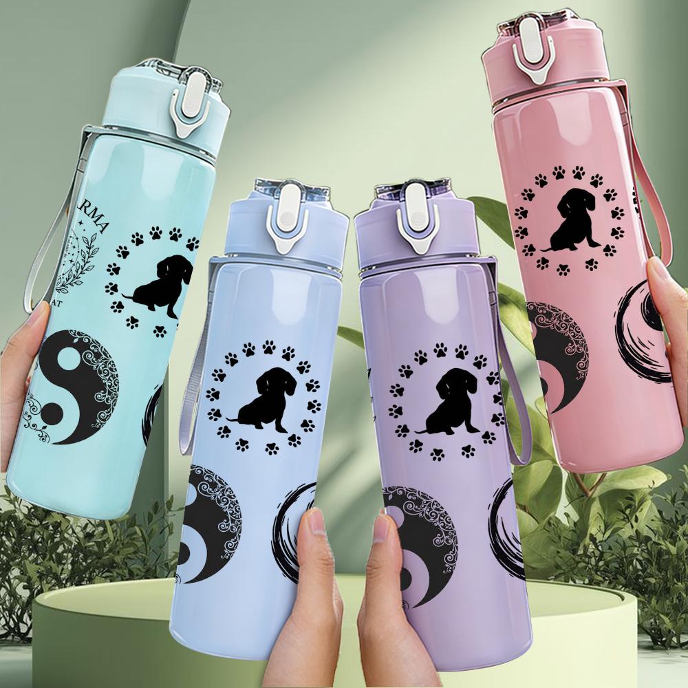 1PC Paw Yin Yang Symbol Graphic,750ml Color Plastic Sports Water Bottle,Leakproof Flip Straw Lid,Suitable for Sports Office Home Use