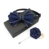 Polyester Neck Collar Adjustable Ribbon Bowtie Fashion Bow Tie Brooches Set  Business