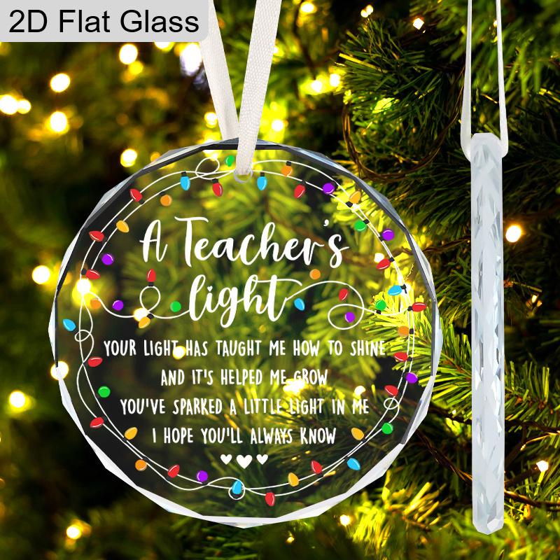 Стеклянное украшение для учителя, Подвесное украшение с цитатой «Свет учителя», Подарок на День учителя, Рождество, День благодарения, Подарок к началу учебного года