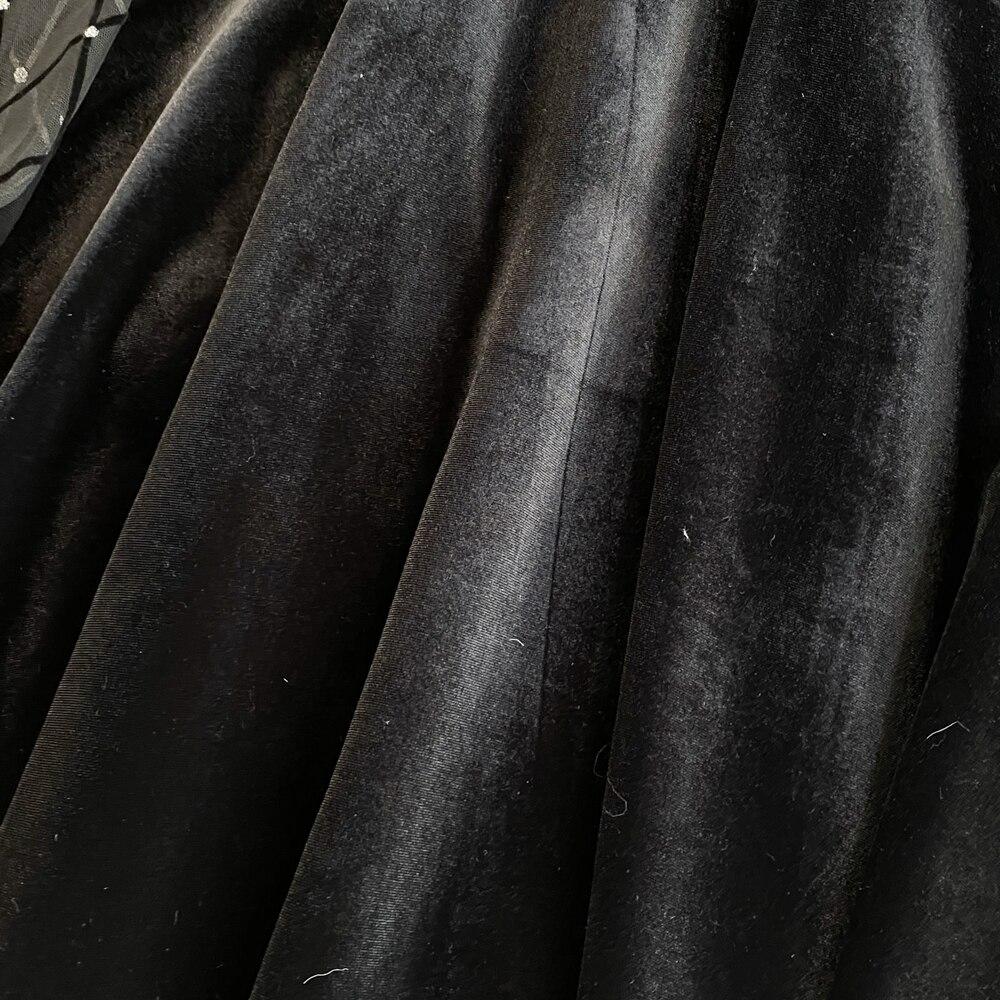 Осенне-зимняя французская ретро-темпераментная бархатная юбка с квадратным воротником и марлевыми рукавами, тонкая бархатная юбка с талией