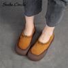 Женские туфли на плоской подошве из натуральной кожи, туфли без шнуровки с круглым носком на толстой подошве, модная удобная повседневная обувь