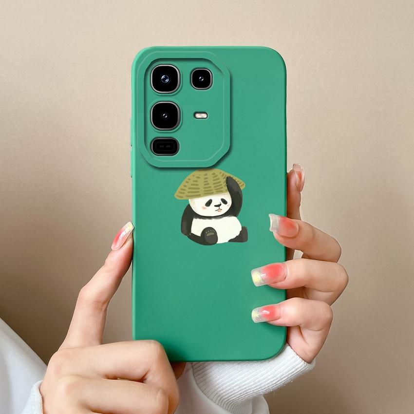 Для Infinix Note 50 Pro Plus 50S 50X 4G 5G Чехол для телефона Милый узор панды в соломенной шляпе Жидкий силикон Премиум Противоударный корпус Для бампера Infinix