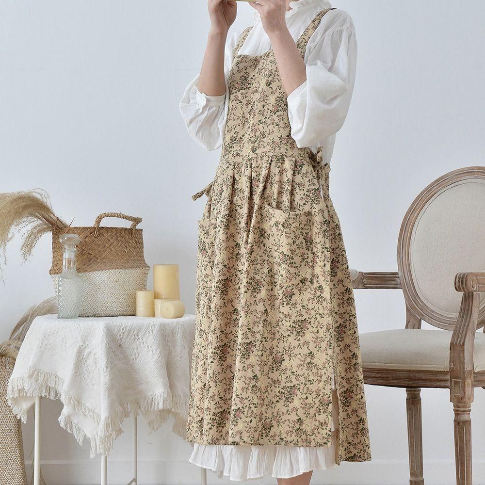 Кухонный фартук с цветочным принтом, элегантный фартук для уборки, фартук художника для цветочного магазина, сад