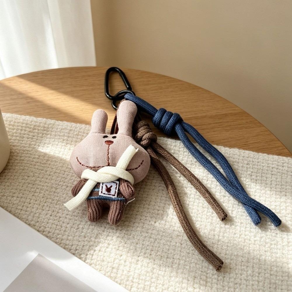 Polyester Plush Pendant Soft Texture Backpack Charm Vintage Cloth Animal Keychain Gift