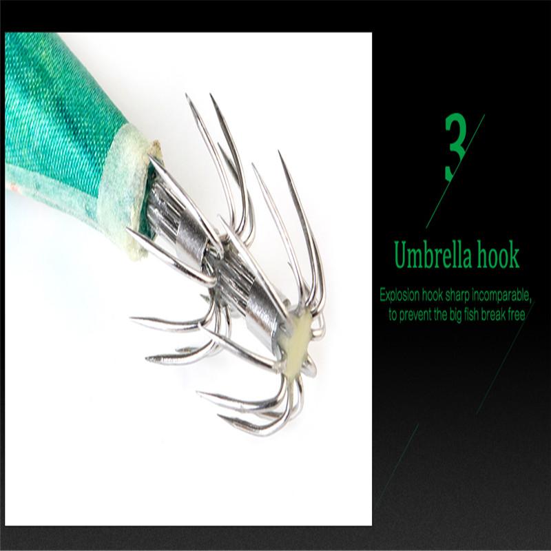 A Set of 8 Pieces of Different Colors Artificial Luminous Shrimp Squid Jig Hit Fluorescent Bait Squid Bait Hard Bait Fishing Accessories