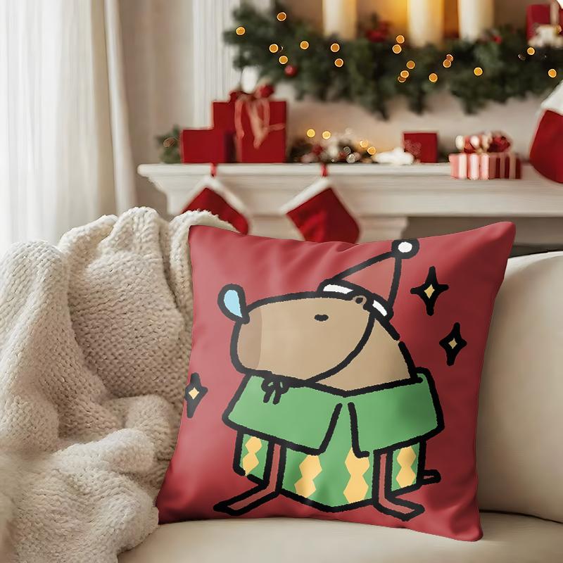 Милая веселая рождественская вечеринка Kapibalajun: Заберите этот набор супер милых наволочек