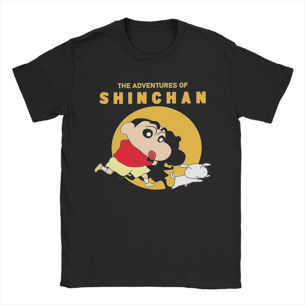 Crayon Shinchan Shiro Anime T Shirts Unisex Unisexs 100 Cotton Novelty Tshirts Crew Neck Tees Short Sleeve Tops Party