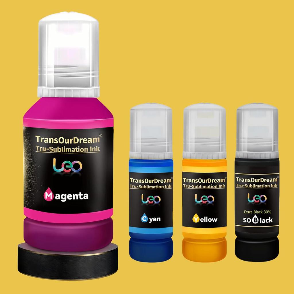TransOurDream Tru-Sublimation Ink 337ML Autofill Bottles for ET-2400 ET-2720 ET-2760 ET-2750 ET-4800 ET-2800 ET-2803 ET-2850 Inkjet Printers Heat