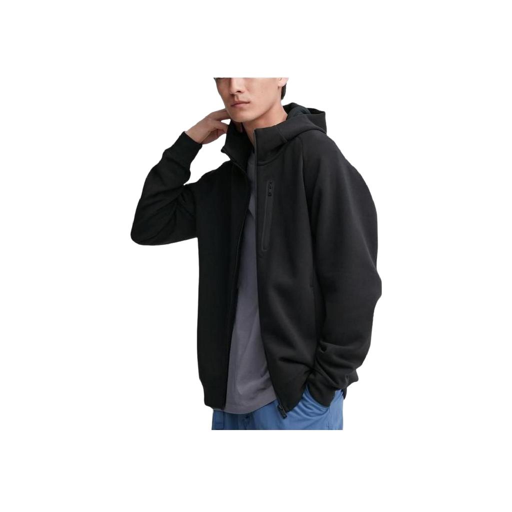 Uniqlo Эластичный быстросохнущий спортивный кардиган на молнии с капюшоном Унисекс верхняя одежда Черный 460325-09