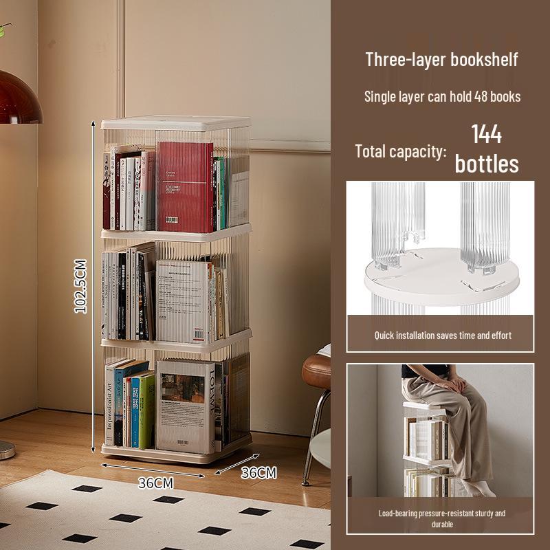 Вращающийся на 360° детский книжный шкаф - Большая вместимость, многоярусное напольное хранилище для гостиной