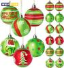 12 Pcs 2.4 Inch Christmas Ball Ornaments for Tree,Red and Green Glittering Hanging Bulbs Pendants for Christmas Tree Decorations
