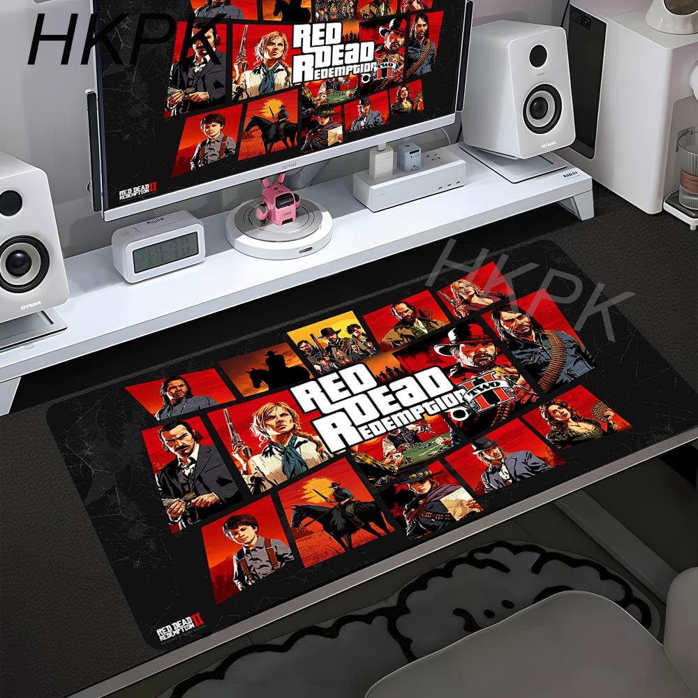 Red Dead Redemption 2 Xxl 900x400 Anime Mouse Pads Computer Accessories Game Keyboard Rubber Mousepad Pc Gamer Non-slip Desk Mat