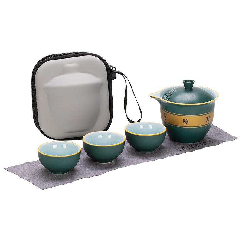 Travel tea set Kuaike cup portable camping outdoor travel tea cup one pot three cups teapot advertising gifts