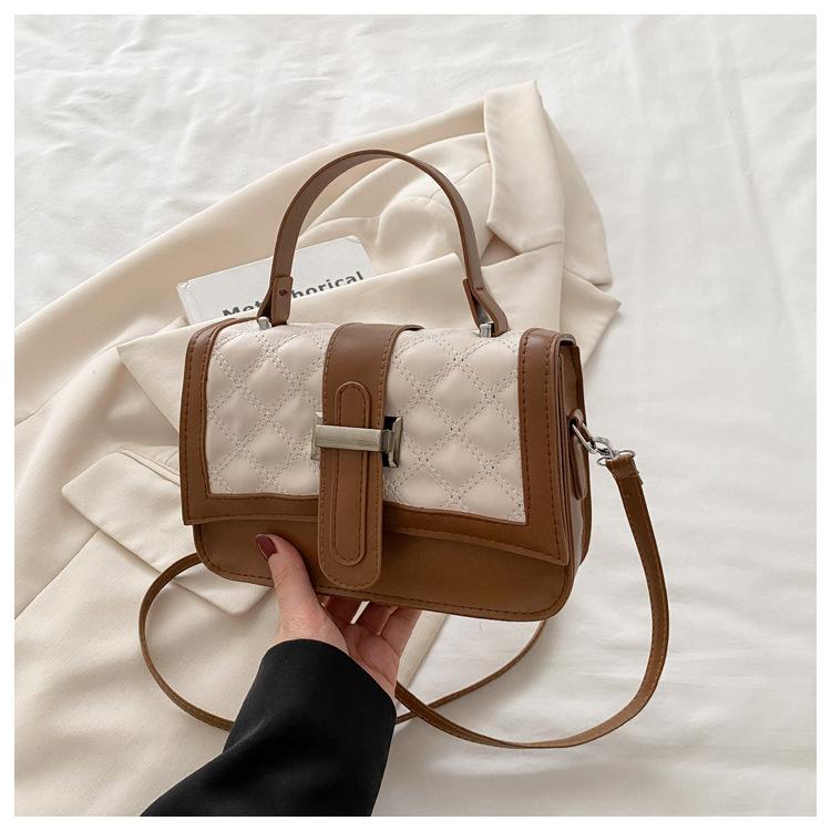 Корейский стиль цветные блоки ромбовидная решетка элегантный простой стильная сумка через плечо для женщин - летнее новое поступление вышитая маленькая квадратная сумка