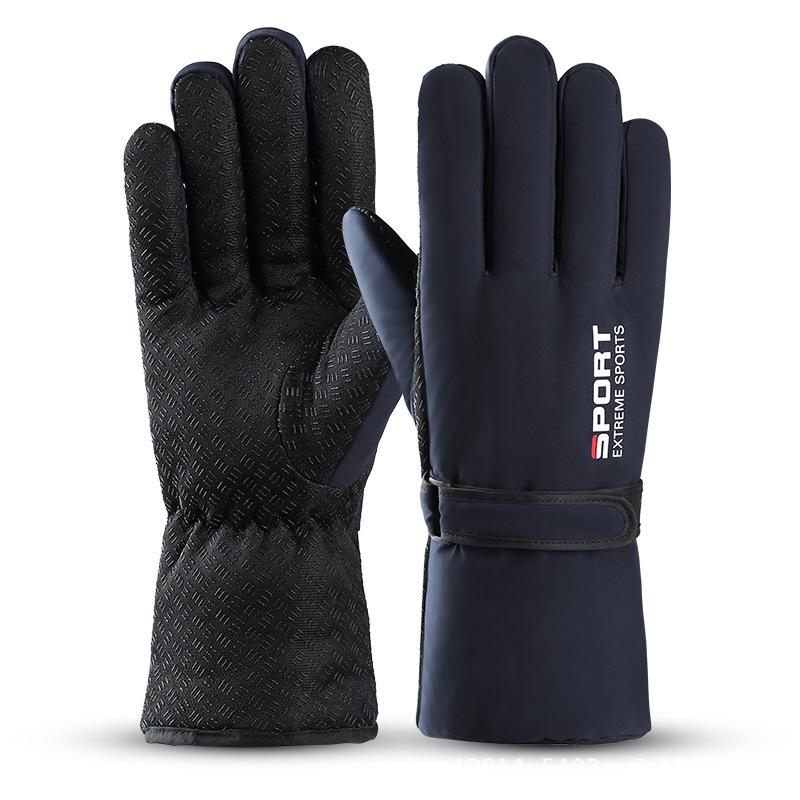 Зимние лыжные перчатки с полными пальцами для мужчин, утолщенные, теплые, водонепроницаемые перчатки для катания, плюшевые мотоциклетные перчатки с сенсорным экраном