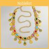 Jewelry Gold Arabic Women Alloy Acrylic Gem Waist Chain With Design Hollow