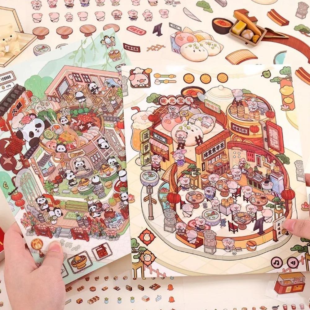 Plus Size Landscape Stickers Food Series Visual Stacking Sticker Children Gift