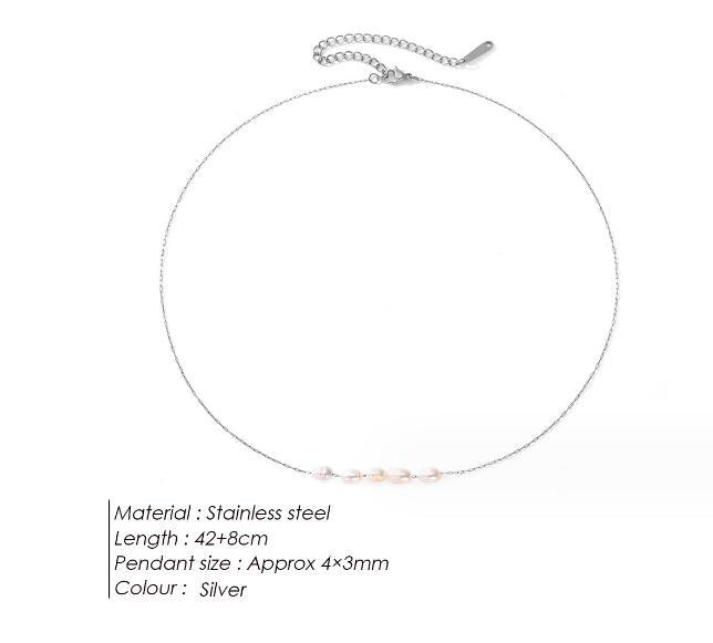 Простое ожерелье из пресноводного жемчуга, ожерелье из нержавеющей стали со смайликом, ожерелье с кулоном из жемчуга особой формы