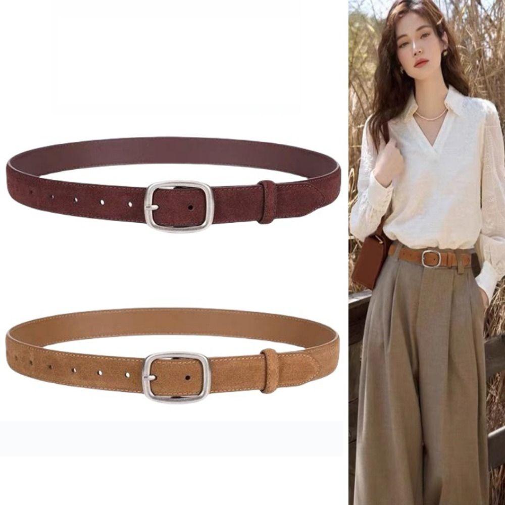 Повседневный ремень с пряжкой-гвоздиком, модный ремень для брюк и платьев, женский замшевый кожаный ремень, подарки