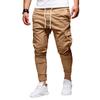 Men Thick Cargo Pants Drawstring Waist Warm Jogger Pants Autumn Winter
