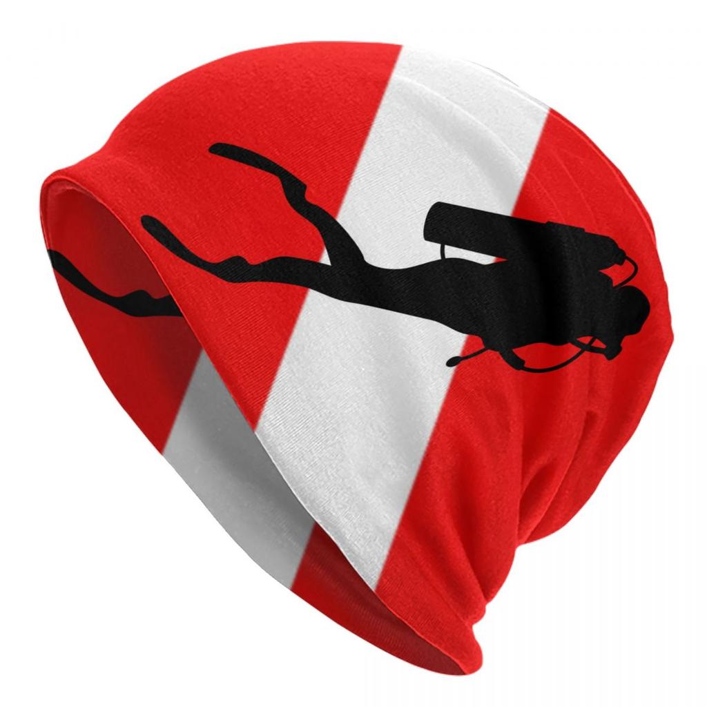 Шапка-бини с флагом для подводного плавания, унисекс, женские аксессуары для любителей дайвинга, шапки с черепами, подарки для дайвера, крутой дизайн, вязаные шапки