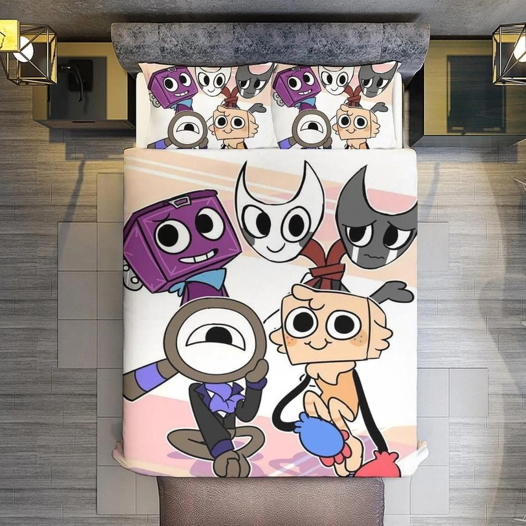 Игровой D-Dandy's World Постельный комплект Комплект пододеяльника с 3D-печатью с наволочками Подарок на день рождения для мальчика, подростка, ребенка Мягкое милое постельное белье