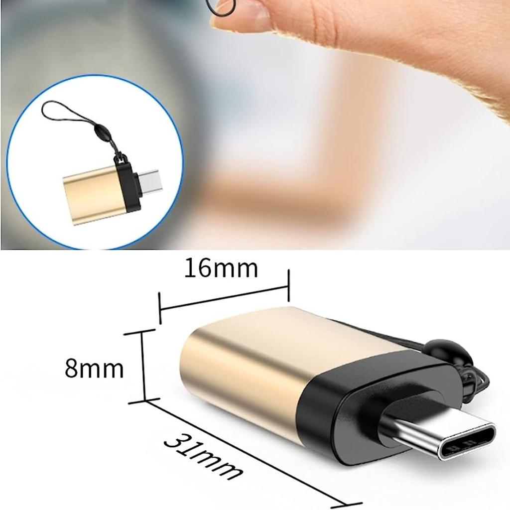2 шт. адаптера USB-C на USB со шнурком OTG Адаптер USB-C на USB 3.0 «мама»