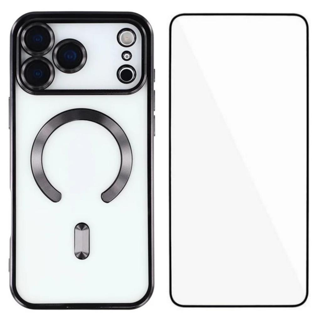 For iPhone 17 Pro Max Magnetic Case WANLONFENG Full Protection Electroplated TPU Cover with Tempered Glass