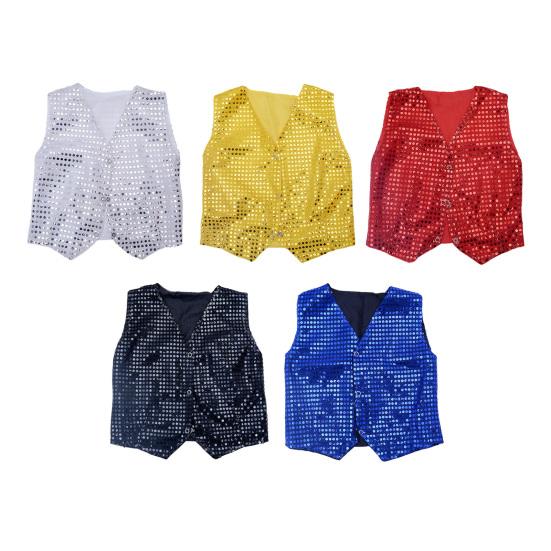 Детский жилет с пайетками для мальчиков, костюм для сценических выступлений, детский хип-хоп, джаз, танцевальный жилет свободного кроя для вечеринок, выступлений