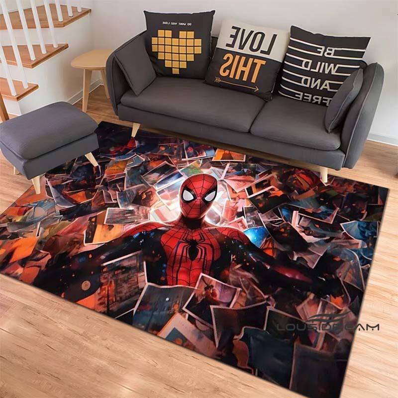 3D-Printed Cartoon Spider-Man Rug — Ideal for Home Decor (Bedroom, Living Room, etc.); Fluffy Square Carpet, Soft Area Rug, and