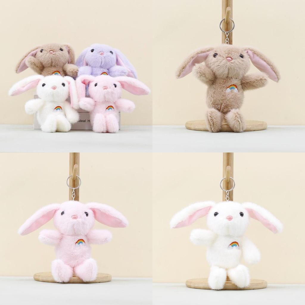 Rainbow Eared Long Rabbit Keyring Soft Stuffed Toy For Kids And Teens Cotton Pp