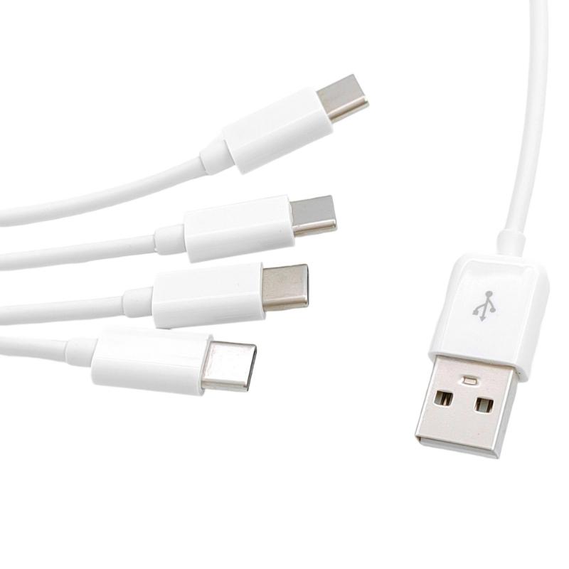 4 In 1 USB To 4USB C Port Charging Cable Power Supply Wire Line 3.0mm OD for Laptops Tablets Phones 50cm Long