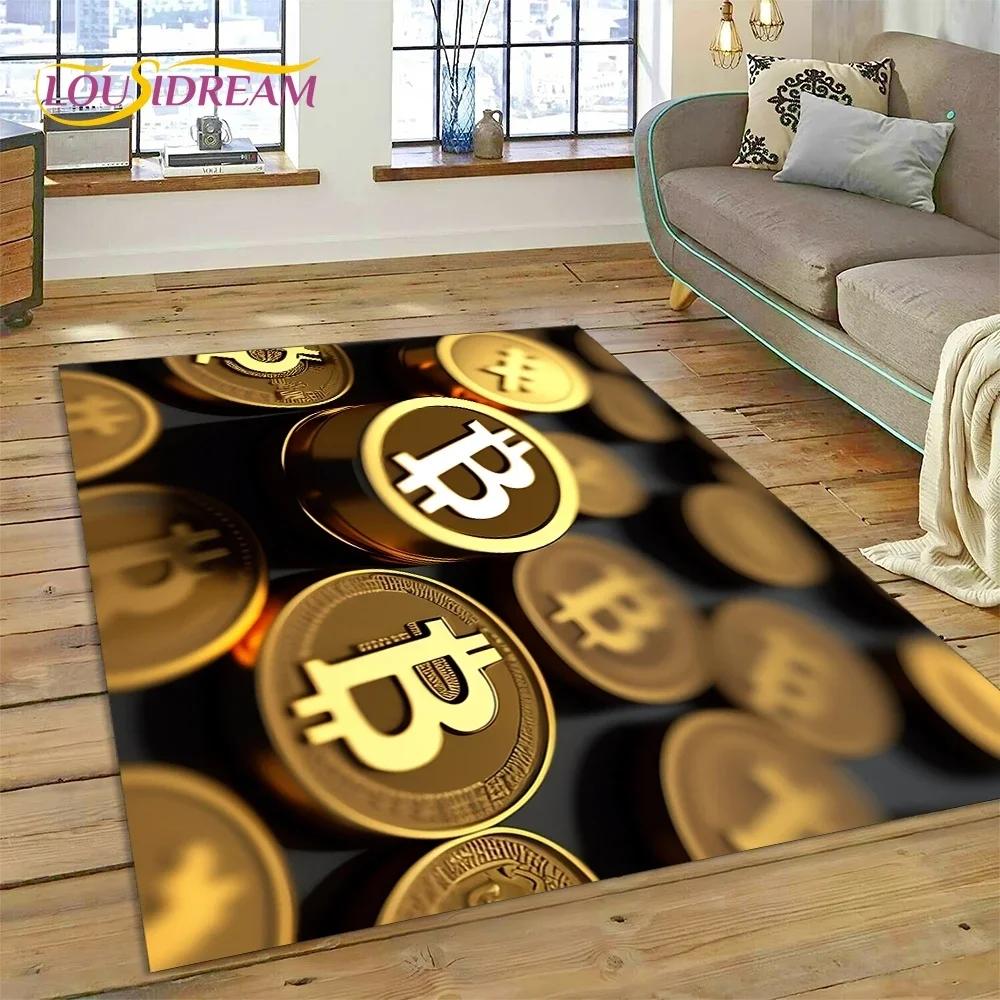 3D Ковер Bitcoin Виртуальная Валюта NFT для Спальни Гостиной Дома Декор Дивана, Детская Игра Большой Декоративный Напольный Коврик