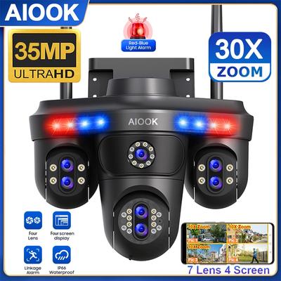 AIOOK HD 35MP WIFI камера 30X ZOOM IP CCTV наружная водонепроницаемая камера с несколькими объективами ночное видение двусторонняя связь отслеживание движения