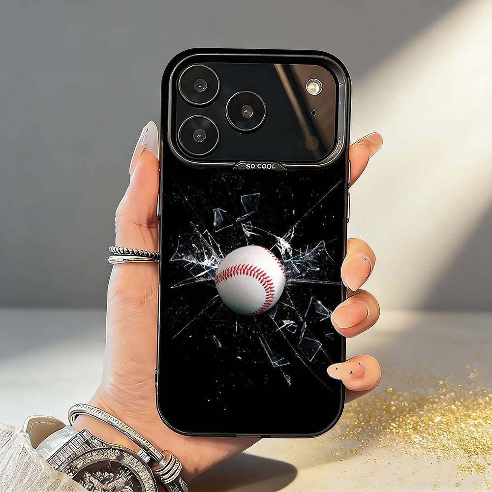 COOL B-Baseball Phone Case For iPhone17 16 15 14 13 12 Pro Max Grey Black Matte Laser Metallic Aurora Funda