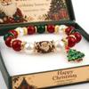 Christmas Pearl Bracelet with Natural Crystal Beads: Festive Holiday Jewelry Featuring Alloy Christmas Tree Pendant Stretch Wrist Accessory for Wome