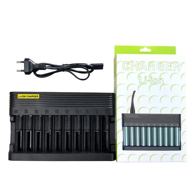 18650 Lithium Battery Charger 10 slots Universal Charger for Li-ion Rechargeable Batteries 26650 16340 18500 10440 18350 17670