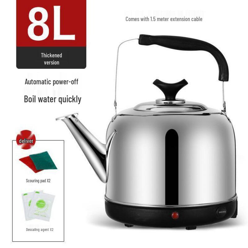 Large Capacity Stainless Steel Electric Kettle with Whistle & Automatic Power-Off, Keep Warm Function, Household Teapot