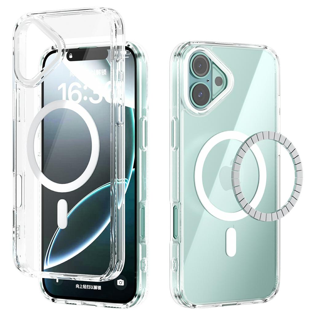 Для iPhone 16 Plus Чехол Совместимый с MagSafe Защита от царапин Прозрачный ТПУ ПК Задняя крышка для телефона