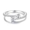 Moissanite Teardrop Band Women's Pave Crown Pinky Stackable Ring S925 Silver.