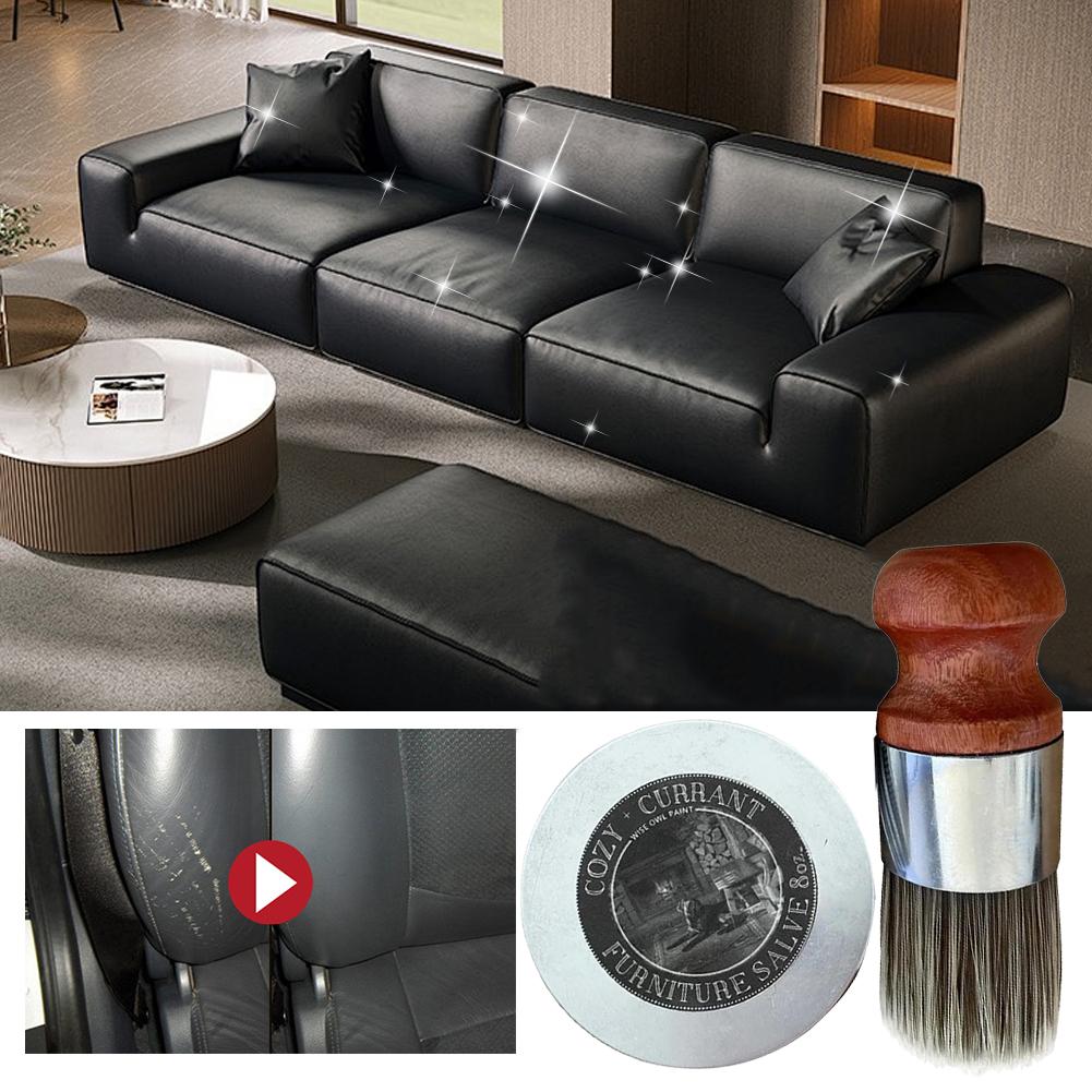 Мебельный бальзам Кондиционер для кожи Полностью натуральный Крем для кожи Омолаживающий и питающий Бальзам для кожи с кистью для домашней мебели