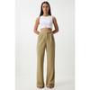 Comfortable Palazzo Trousers With Velcro Waist Light Khaki