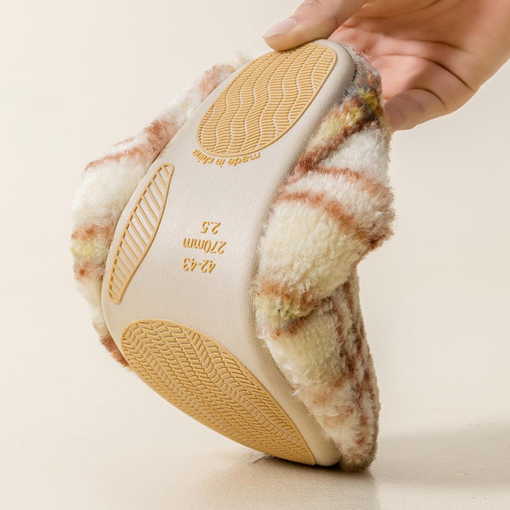 Бесшумные хлопковые тапочки 2025 осень и зима домашние комнатные нескользящие мягкая подошва парные пушистые тапочки