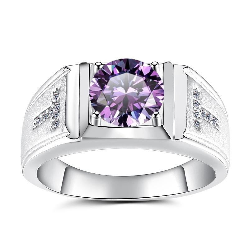 Men's GRA Moissanite Diamond Ring, PT950 Plated, S925 Sterling Silver, Simple Fashion Design.