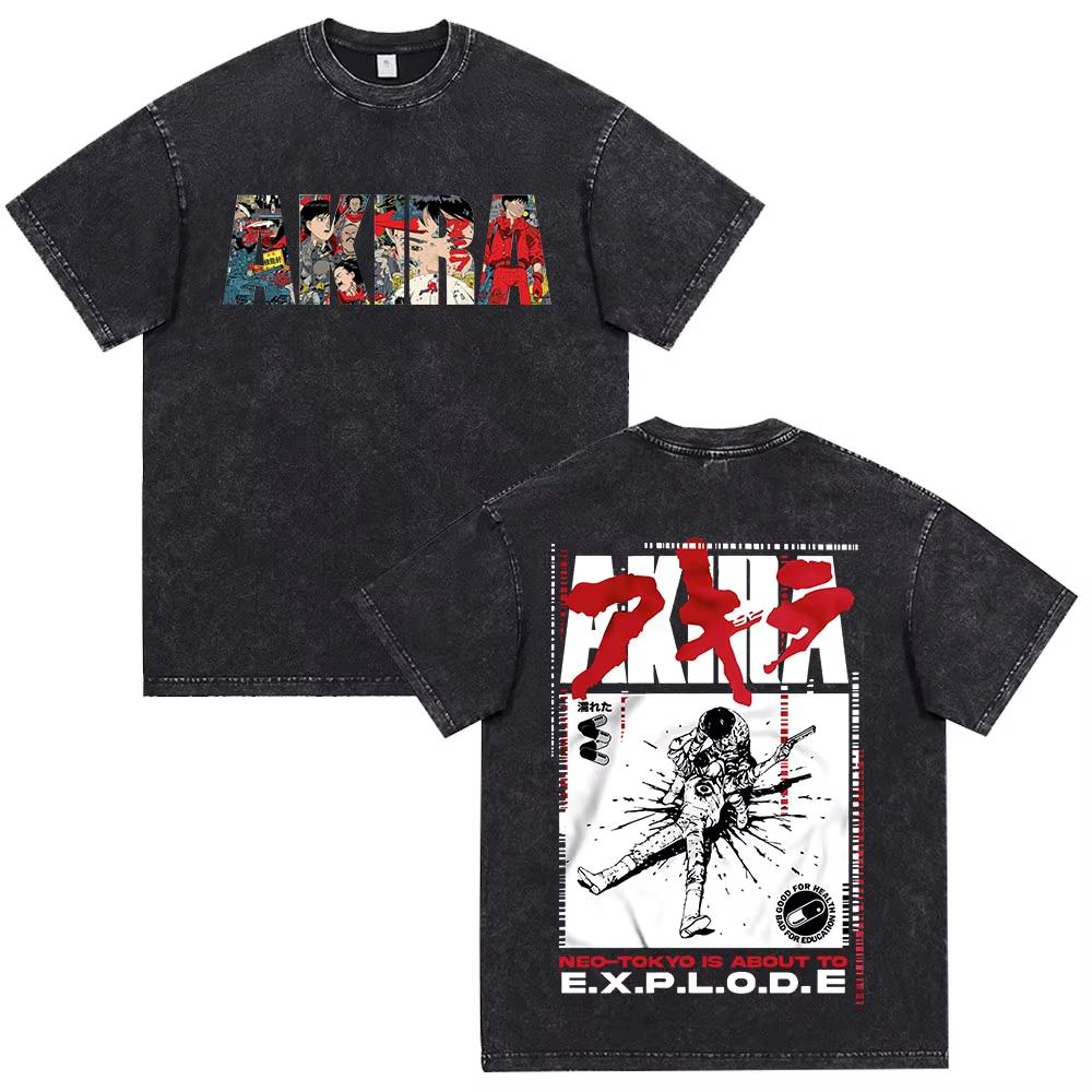 Japanese Anime Akira Vintage Tshirt Unisex Unisex Cotton Casual Oversized Unisex Couples Streetwear Trendy Y2k Short Sleeves Classic