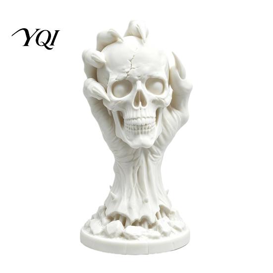 Gothic Home Ornaments 3D Printed Skull & Devil Hand Figurine, Realistic Holding Handheld Sculpture Statue, Desktop Ornament for Halloween Decoration