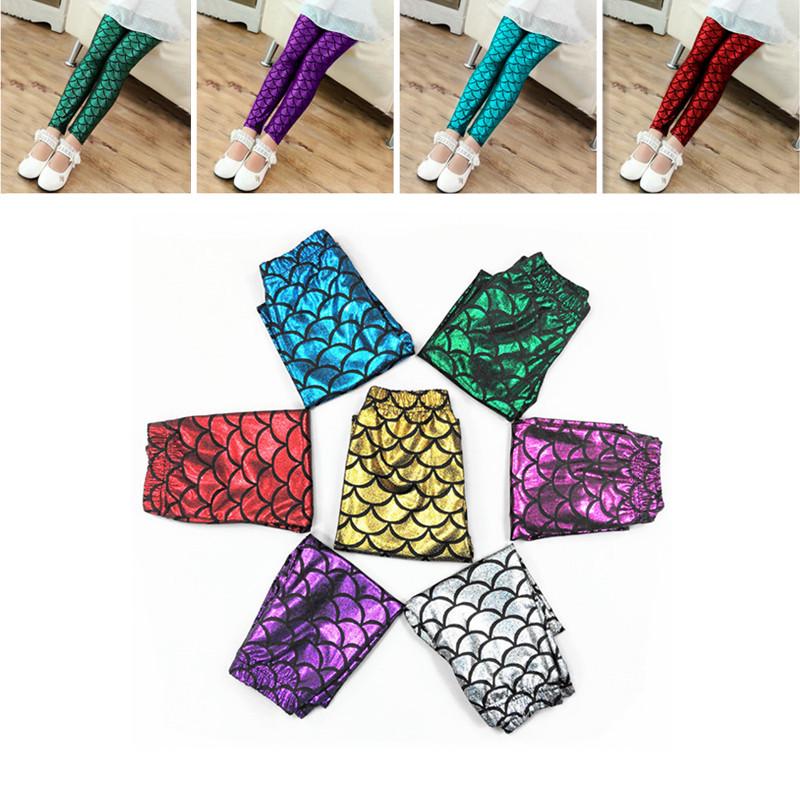 YUBAOBEI Детские леггинсы с русалкой для маленьких девочек, детские штаны с ярким принтом, детские узкие брюки