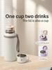 600ml/304 stainless steel insulated vacuum water bottle, with dual-use lid/drinking cup and rope handle, washable